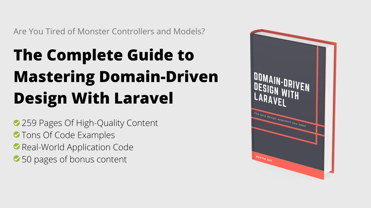 mmartin_joo's tweet image. Who wants to be the first person to take a look at my new book called "Domain-Driven Design with Laravel"?
👇 I'll randomly choose a few people from the replies and retweets!