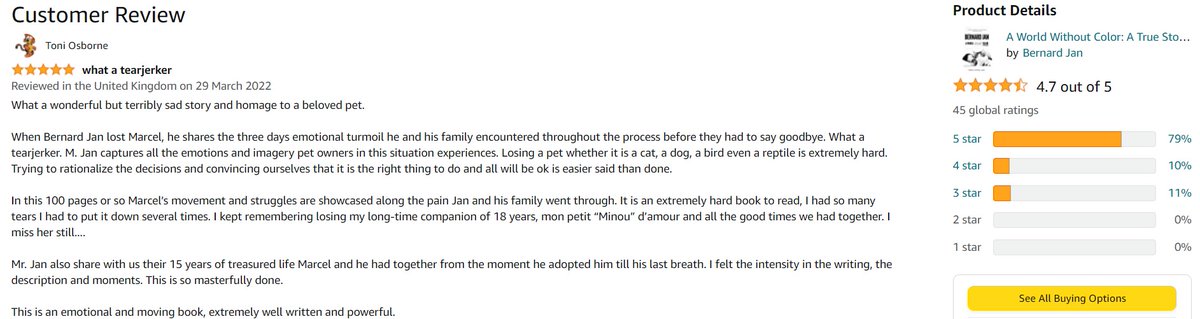 BernardJanWorld's tweet photo. ⭐⭐⭐⭐⭐ Amazon UK #review for my #truestory #AWorldWithoutColor 🐱🖤
Please read the review here 👉 https://t.co/XE93rMdjX2
Thank you for loving it, Toni! ❤
Check out my #eBook on Amazon 👉 https://t.co/bwQNBea7Ct
#indieauthors #books #cats #cat #pets #mustreads #IARTG RT https://t.co/LLqLUTxj8N