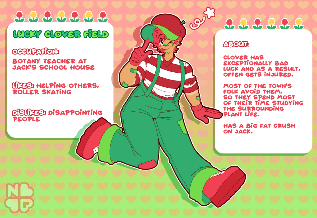 luckycloverNB's tweet photo. I FINALLY got around to making Clover's clown sona!! They're tasked with teaching kids the importance of respecting nature, as well as providing a fresh apple for all the teachers every morning~! 🍎✨

#SunnyTimeTown #SunnyTimeTownOc https://t.co/EAGEU9JFvj