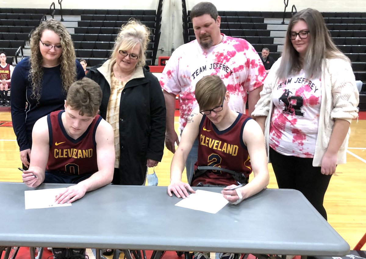 rriderathletics's tweet photo. Congrats to Ashton Mohn of Wooster HS and Jeffrey Kurtz from Roosevelt HS as they signed their letter of intent today to attend @Edinboro in the fall and become a member of the Fighting Scots wheelchair basketball team. 🏀 @alwaysageneral @KentSchools  @RecordPub https://t.co/RbSbEZRaEB