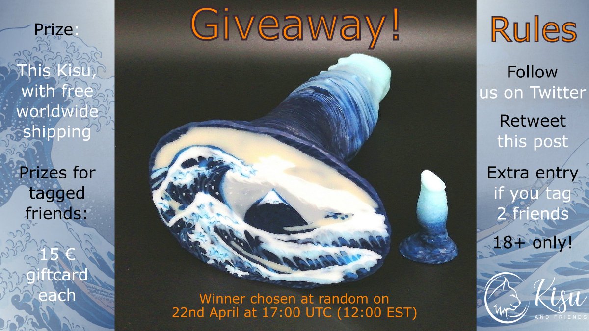 The Great Giveaway! 🌊

To celebrate 2000 followers, we're giving away this M/M Kisu with #siliconebaseart.

Follow us and retweet THIS post to enter.
Tag two friends for an extra entry (prizes for them if you win)

Winner picked @ 22nd April 17:00 UTC (12:00 EST)

Rules below...