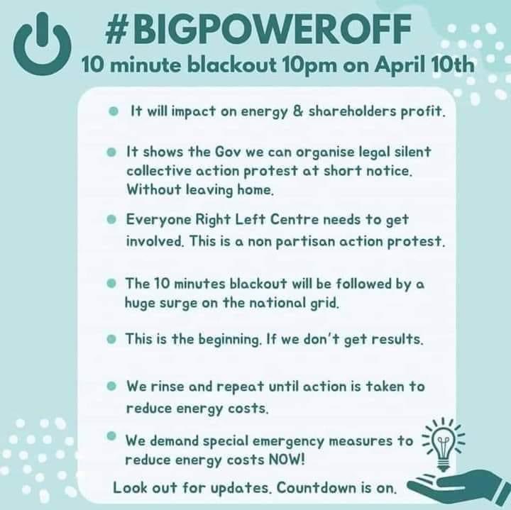 The Big Power off at 10pm tonight (10th April) #bigpoweroff
