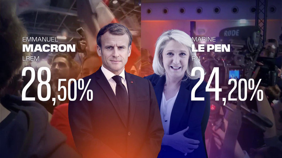 Merci aux Françaises et aux Français qui ont accordé leur confiance à <a href="/EmmanuelMacron/">Emmanuel Macron</a> ce soir. 

Une nouvelle campagne commence, deux visions s’opposent.

Dès demain nous retournerons sur le terrain pour porter avec humilité un projet humaniste, progressiste et conquérant.