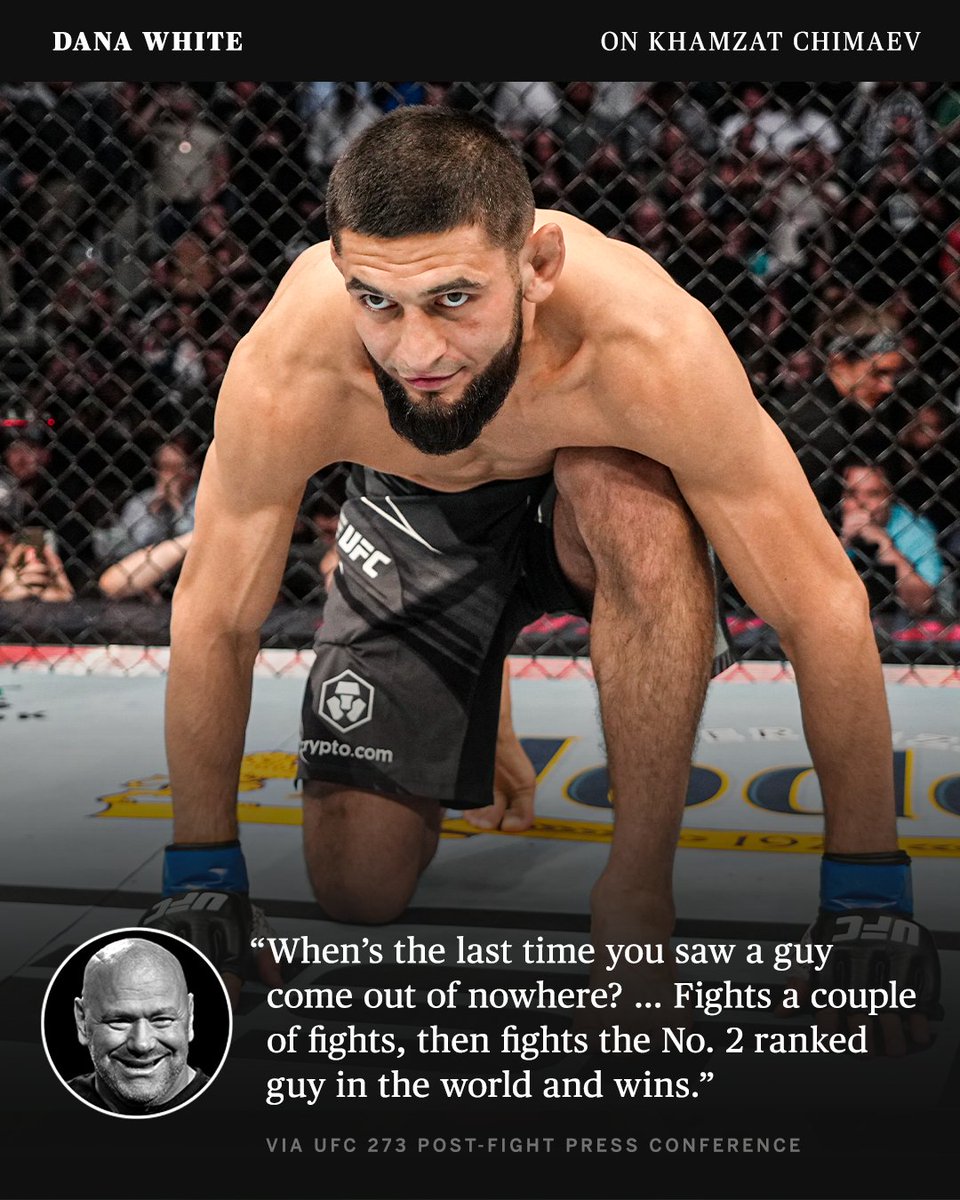 espnmma's tweet photo. Dana gives perspective to Chimaev's sudden rise among the ranks 🌟 #UFC273 https://t.co/vp5nxQfIOI