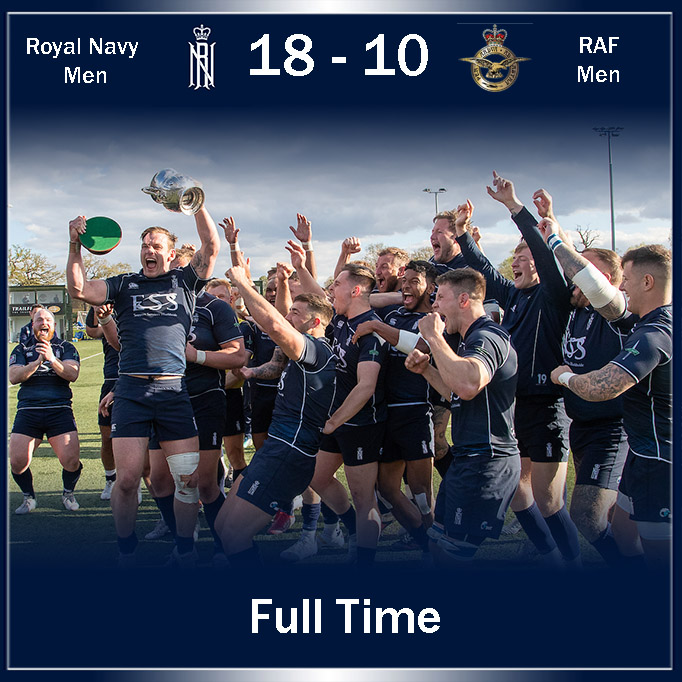 RNRugby's tweet photo. The RN men shot down RAF hopes of any victory in this year's Inter Service Champs at Ealing yesterday. The @RAFRugbyUnion just couldn't take off against the Navy team and landed on the wrong side of an 18-10 result.

Match report on the RNRU website

https://t.co/60ESeECuKD https://t.co/FzUxJydAnX