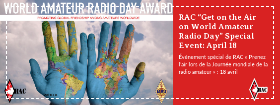 RAC “Get on the Air on World Amateur Radio Day” special event: Monday, April 18 - mailchi.mp/rac/rac-get-on…