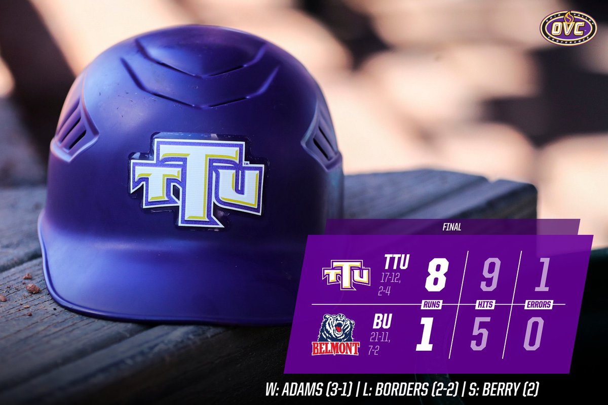 TNTech_Baseball's tweet photo. FINAL: @TNTech_Baseball cruises to an 8-1 win at @BelmontBaseball to end the series!

#WingsUp #OVCit https://t.co/uz9VEyzh3E