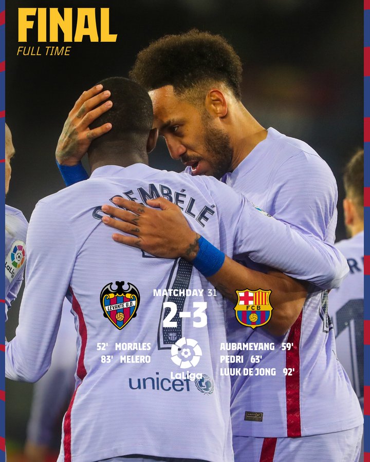 and highlights of Levante 2-3 Barcelona in LaLiga | 11/22/2022 - USA