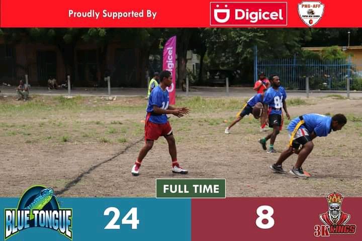 pngaff1's tweet photo. Port Moresby Flag Football League (PMFFL) Season 2. Round 3.
Game 3. Full Time score, Blue Tongue vs 3K Kings.
Proudly supported by Digicel "Better Together"
#Pngaff #PMffl #FulTime #TongueKings https://t.co/2nZEQuqf8R