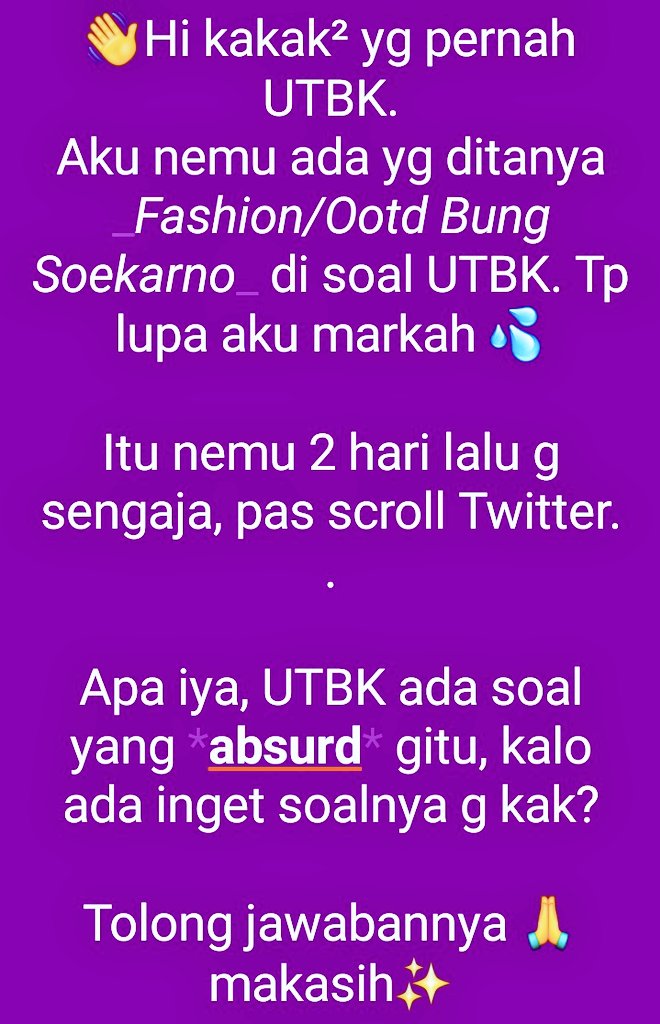 sbmptnfess's tweet photo. PTN! ada yang bisa bantu jawab? https://t.co/TEevWeuXlc