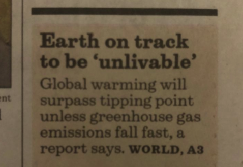 Apparently the earth becoming unlivable is only good enough for page 3...