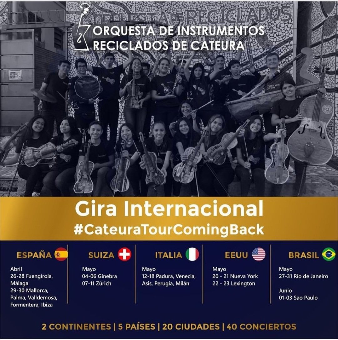 Orgullo de nuestra tierra <a href="/OrquestaRecicla/">Orquesta de Instrumentos Reciclados de Cateura</a> <a href="/AsoPadres_OIR/">Aso Padres Cateura</a> 
#CateuraTourComingBack