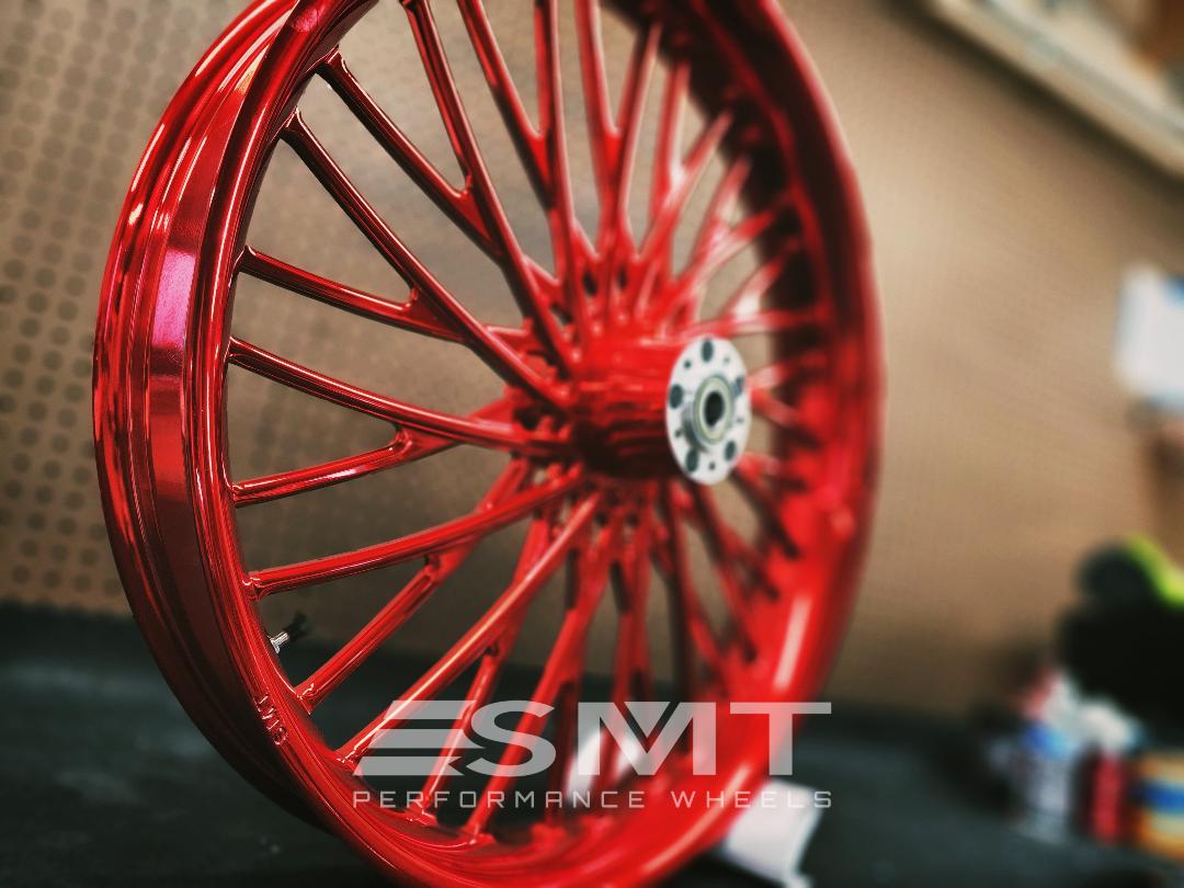 Smt_MachiningCo's tweet photo. This Candy Red DirtySpoke wheel is hot like🔥. Just incase you missed the memo we can offer any one of our wheels in any color option offered by Prismatic Powders!
#smtwheels
#candycolor
#custom
#harleywheels https://t.co/AmTDcHHyFi