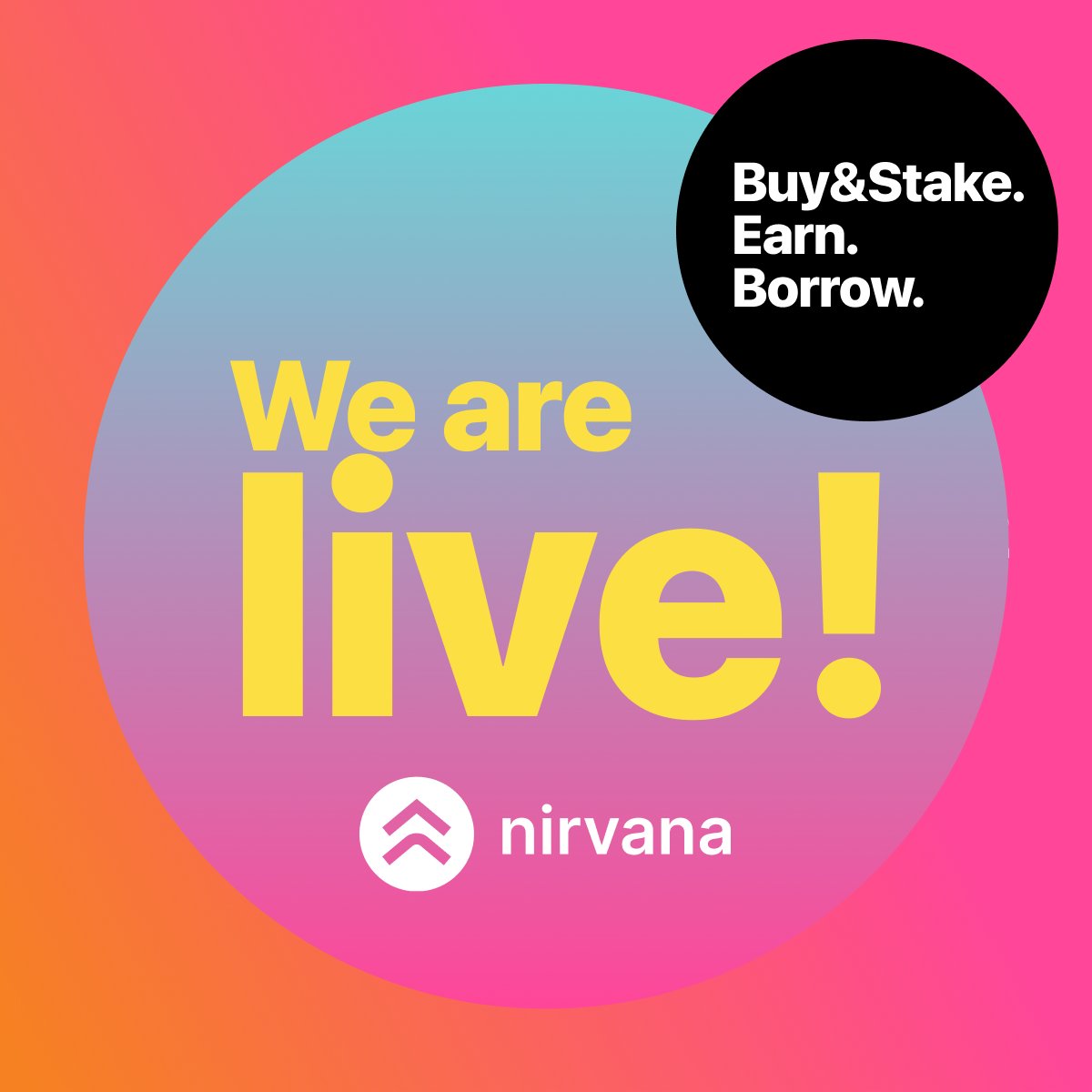 🌟 Enlightened ones, the moment is here! 🌟

The app has launched with full functionality! ☯️

You can now buy &amp; stake ANA, earn prANA, and borrow NIRV. 

Enjoy, explore, &amp; experience all that Nirvana has to offer. 

Namaste &amp; LFG!!! 🚀🚀🚀