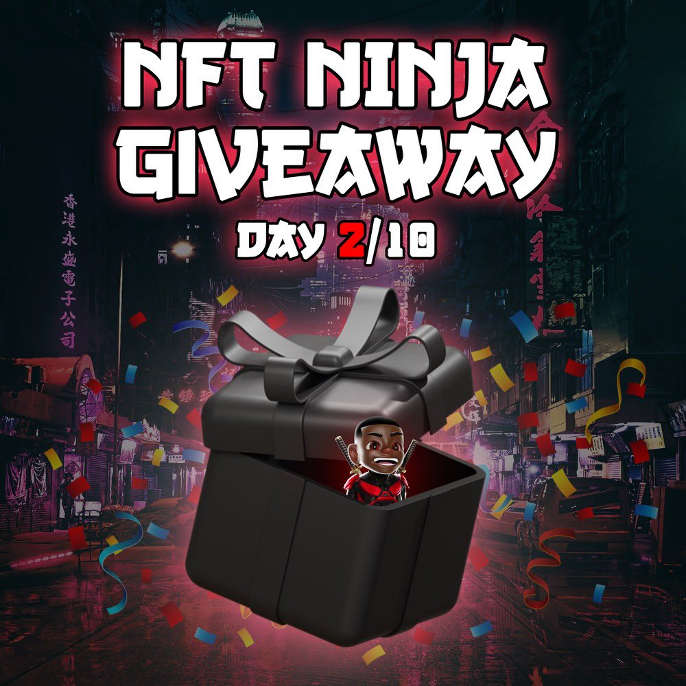 NFT Ninjas (@thenftninjas) on Twitter photo Day 2 of giving away 1 NFT Ninja everyday for 10 days in honor of our huge breakthrough! Opensea.io/collection/nft… 🥷🏻🚀
To enter:
Like and Retweet
Follow us on Twitter <a href="/TheNFTNinjas/">NFT Ninjas</a>
Comment what you love about our project
We will announce the winner in 24 hours! 🎉 Day 2 of giving away 1 NFT Ninja everyday for 10 days in honor of our huge breakthrough! Opensea.io/collection/nft… 🥷🏻🚀
To enter:
Like and Retweet
Follow us on Twitter <a href="/TheNFTNinjas/">NFT Ninjas</a>
Comment what you love about our project
We will announce the winner in 24 hours! 🎉
