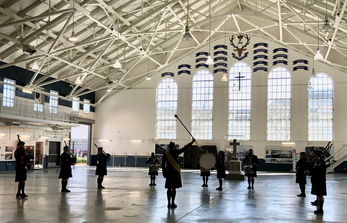 SeaforthAssoc's tweet photo. The band practices before yesterday's 103rd Vimy Memorial Service and Seaforth Reunion Dinner, Seaforth Armoury Parade Square #Vancouver #VimyRidge #Vimy1917 #Arras1917 #CanadaRemembers https://t.co/adoJKrUqDq