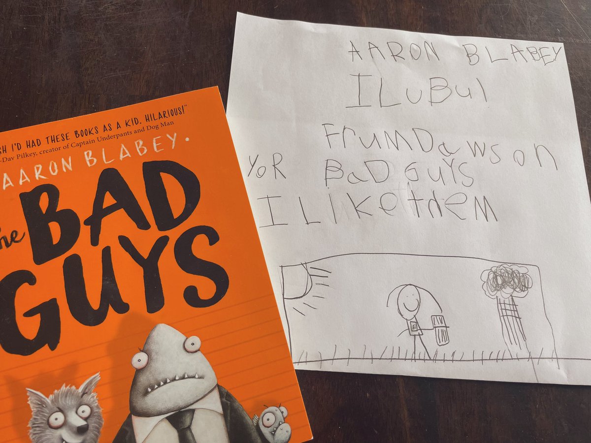 leigh_jodi's tweet photo. @MsWellsTaylor mentioned a new movie to a kindergarten kid.  His entire weekend has been consumed with reading and writing! #TheBadGuys https://t.co/KnpW0GwD0x