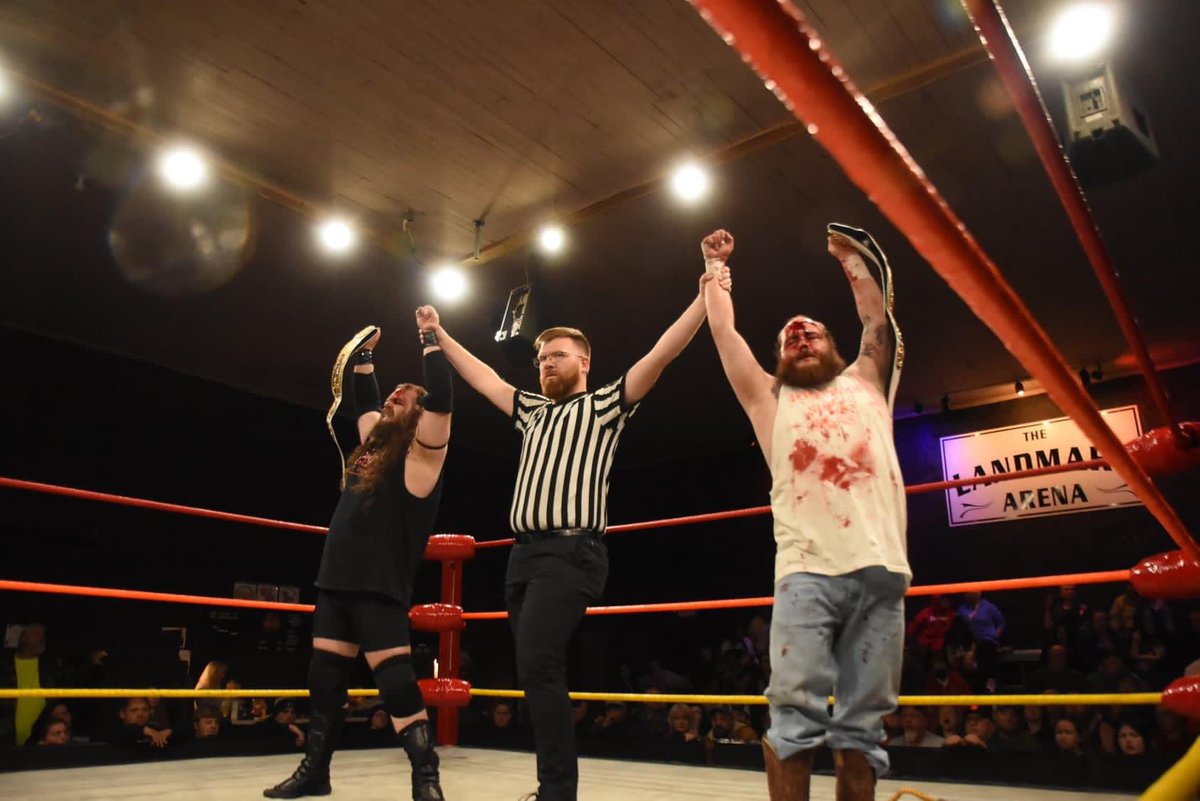 JAeronson's tweet photo. Friday night SOE came to Hardcore Hell and beat 100 Proof for the NCW #tagteamchampionship in a #bullrope match. #AndNew #wrestling #prowrestling #ncw #hardcorehell #anarchy https://t.co/0Jc5uMizeE