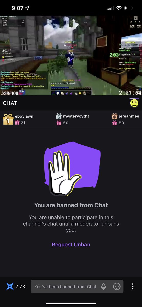 <a href="/Greninja/">Greninja</a> is so soft😂 he banned me from his stream chat for saying “I’m gonna snipe you out of love” NO HATE AT ALL and this dude gets salty. No wonder <a href="/HypixelEssEss/">hypixel ss</a> sniped ur ass.