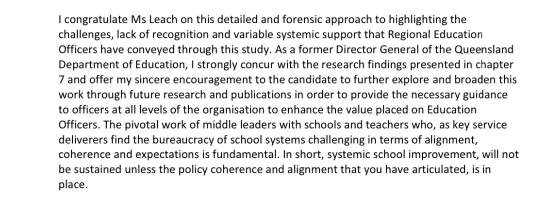 Today I passed my PhD… passed with no changes…. with my research occurring across the Department of Education QLD it was humbling to have previous Director General provide these reflections. <a href="/usqedu/">usqedu</a> <a href="/LynSharratt/">Lyn Sharratt</a> <a href="/USQ_LRI/">USQ LRI</a>