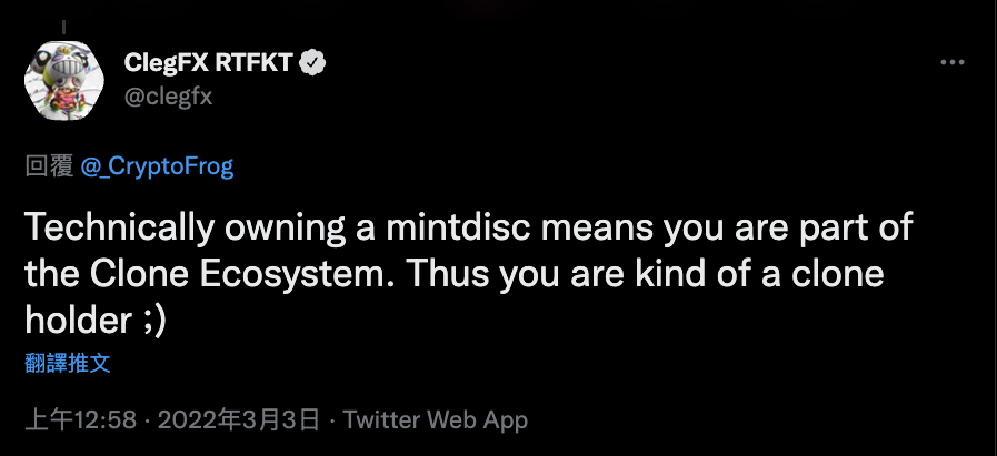 MintdiscGMI's tweet photo. @clegfx  said it best  #CloneX #MintDisc @RTFKTstudios https://t.co/xXyrXJbEe2