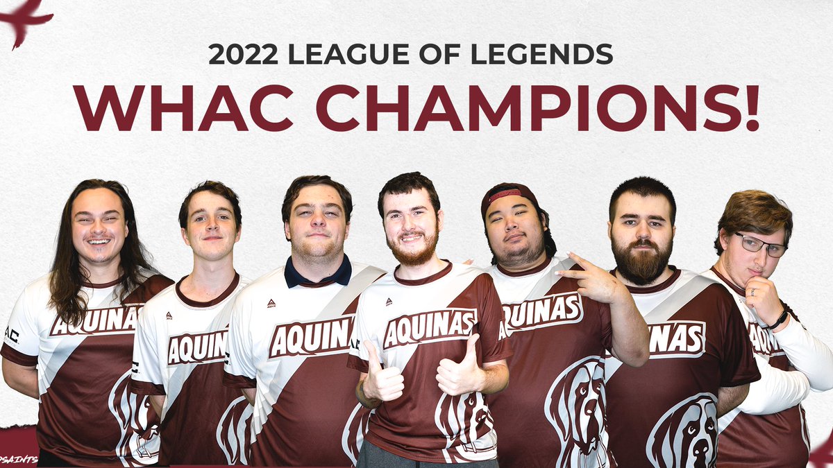 AquinasEsports's tweet image. 2022 @WHACAthletics League of Legends CHAMPS!

🥳🎉🏆

We have punched our ticket to the CLOL National Playoffs! 👊

#GoSaints 🐶