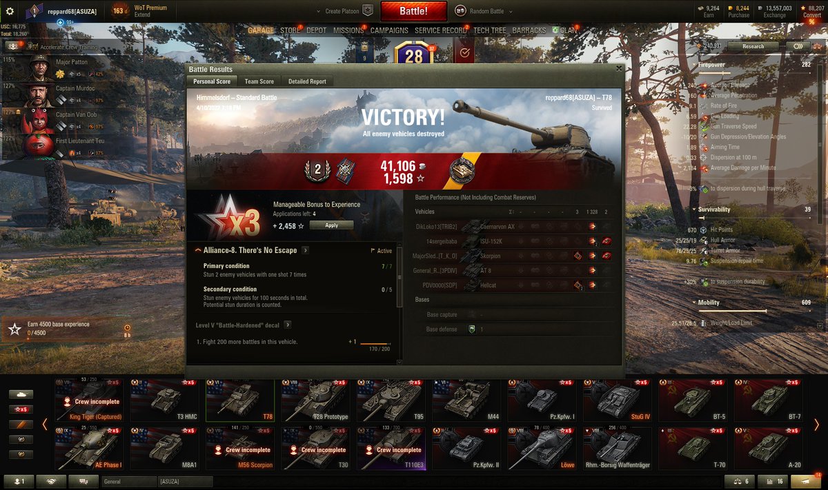 robert657036674's tweet photo. @worldoftanks IGN: reppard68
Vehicle: T78
Base XP 819 https://t.co/J6pRT5KSNs