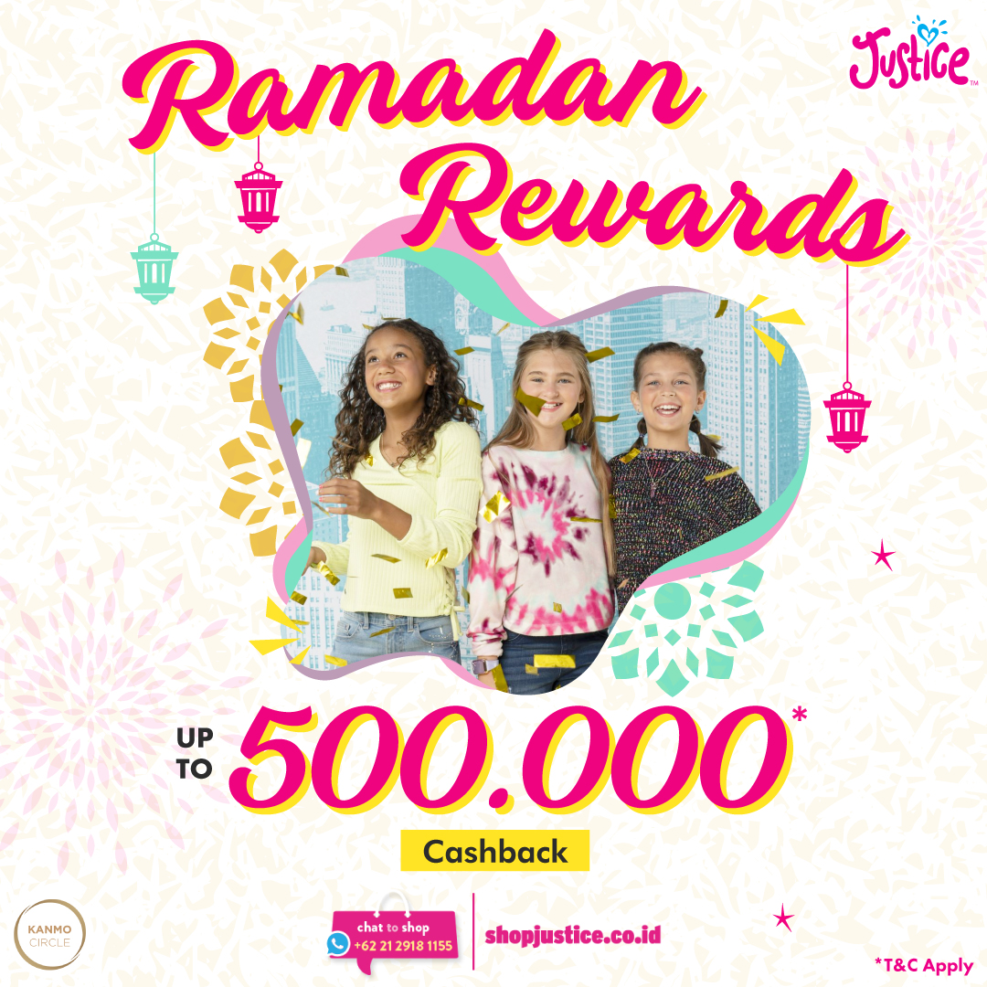 PondokIndahMall's tweet photo. ๐ RAMADAN REWARDS: Cashback up to 500.000* โจ. Celebrate the holy month with special treat from Justice! Promo valid until 8 May 2022. So, hurry up and visit us โค๏ธ.
#iwearjustice #JusticeIndonesia #JusticeStyle https://t.co/EQ7ycgLLxm