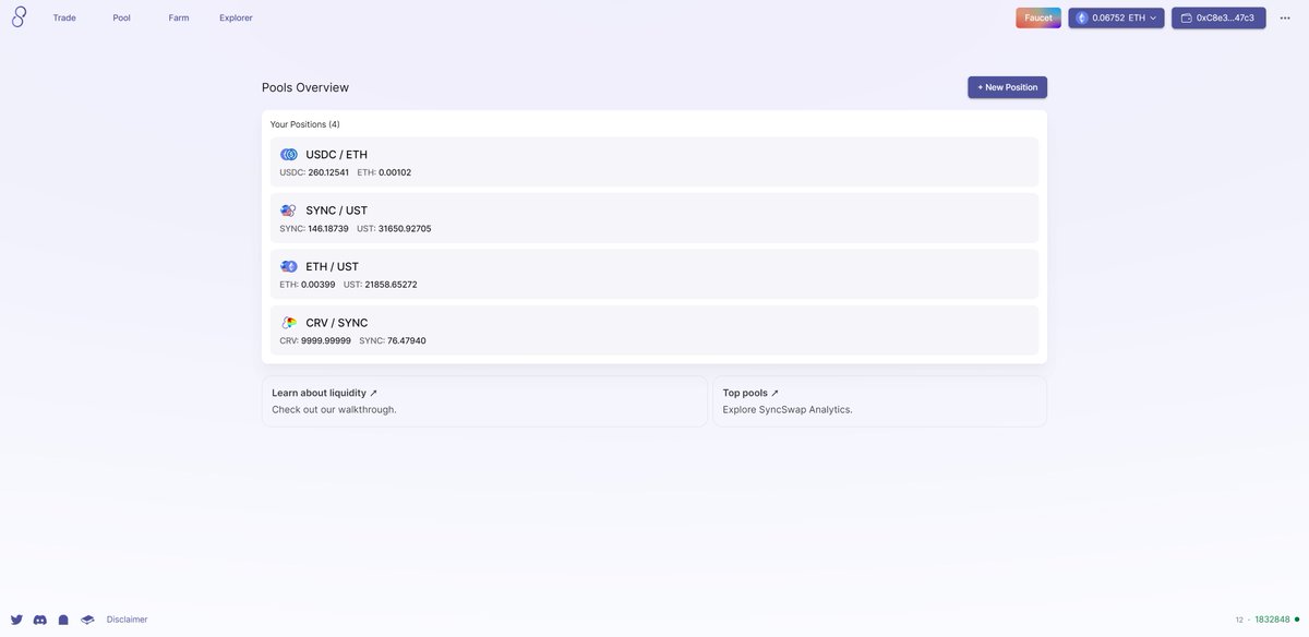 HuoYan319's tweet photo. The SyncSwap testnet is open, and the interaction is simple and fast. Come and try it!

Metamask Address : 0xcC7f4AdD8756457C5fEde61D0A1371307D7A56B4

#L222 #zkSync #Layer2 #ZKRollup #testnet #Ethereum #DeFi https://t.co/qapelUiTBv