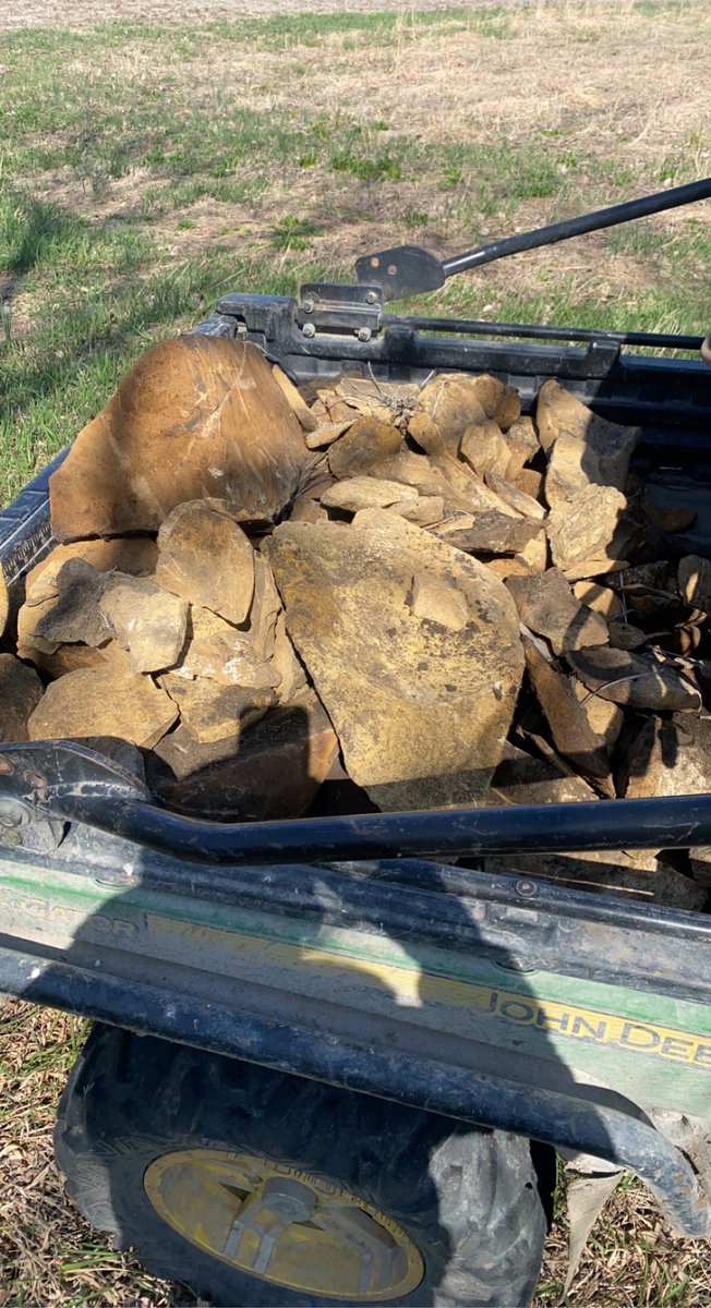 Dad says “let’s go pick up the 2 or 3 big rocks on those new terraces we just built.” 2 hours and 4 gator fulls of rocks later….