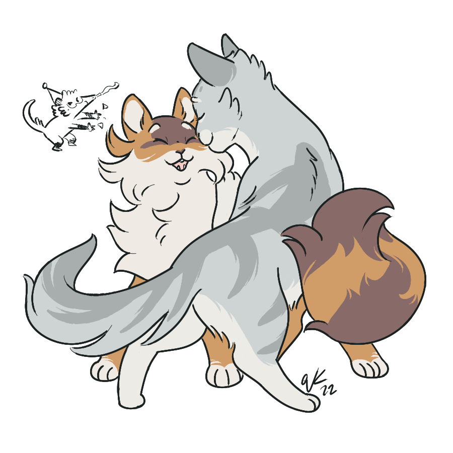 PitaPeeps's tweet photo. #AStarlessClan spoilers--
-
-
-
-
-
-
Congratulations on your legal interClan marriage.

There's no canonical description for Fernstripe right now outside of "gray tabby, so let's make her tall.
#warriorcats #fanart #fernstripe #shellfur https://t.co/9tZTPSzMeL