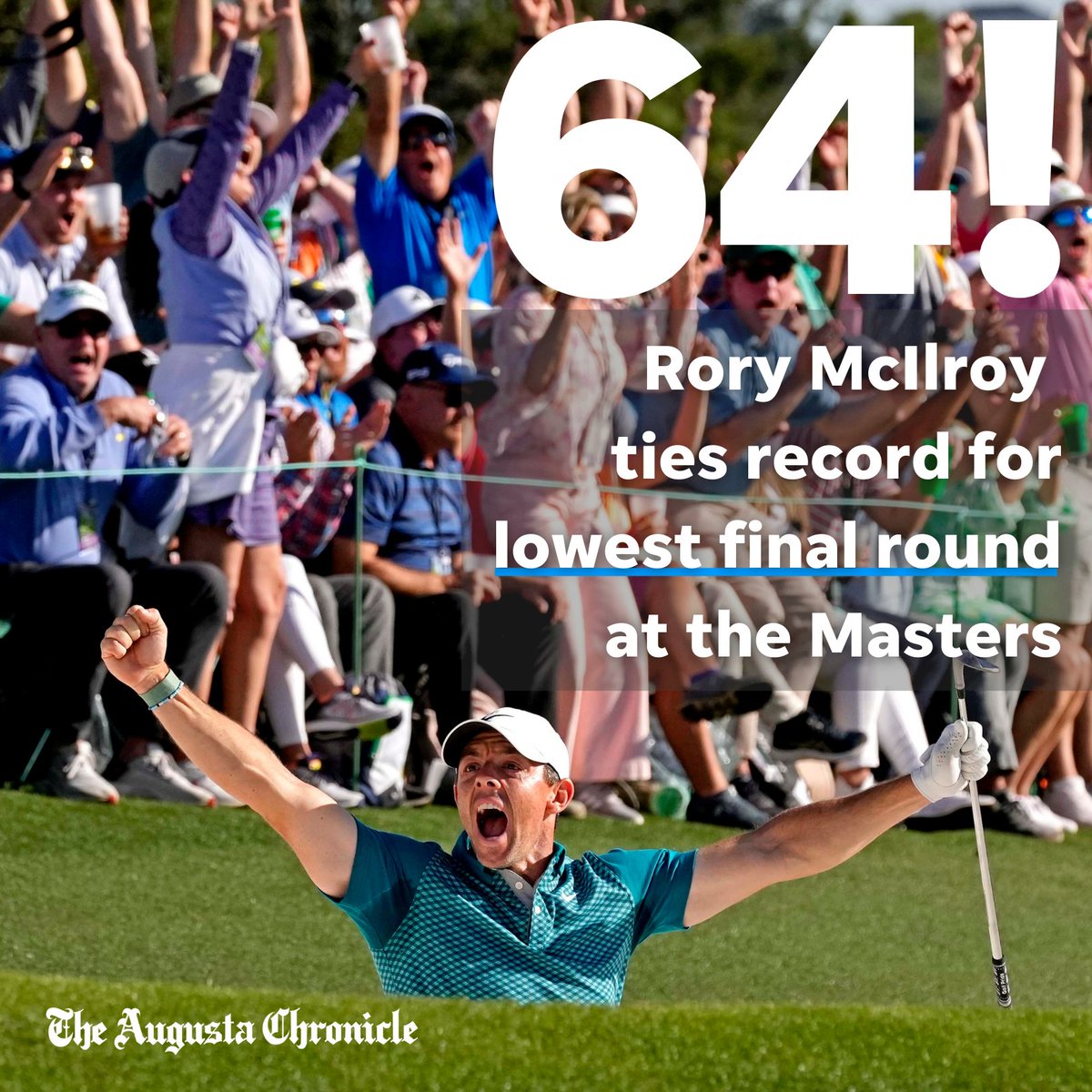 A round to remember! Rory McIlroy shot an 8-under 64 on the final day of the Masters. It's tied for the best final-round score in #themasters history.

He and playing partner Collin Morikawa mirrored incredible shots in the back nine. Read more: augustachronicle.com/story/sports/p…