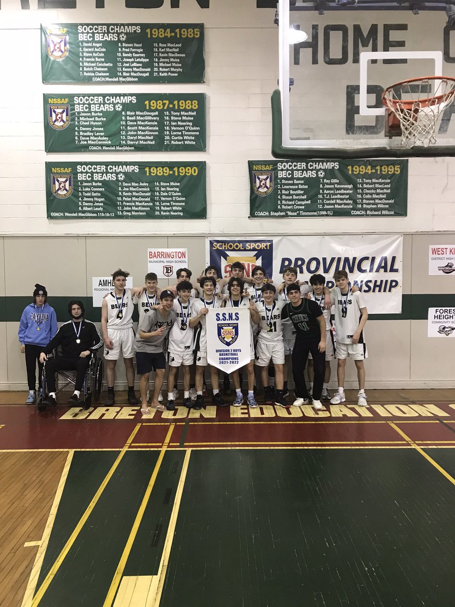 BretonEdCentre's tweet photo. Look who captured the Boys division 2 basketball provincial championship!!! Congrats to coaching staff, players and parents on capturing our schools first boys provincial banner! #bearcountry https://t.co/djuOdq7azF