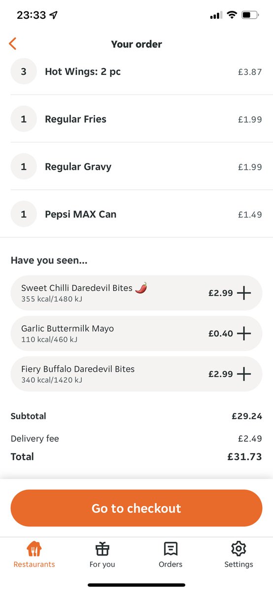 JoshCicatello's tweet photo. My daughter wanted KFC so I went on @JustEatUK  to do our order, £31 if I ordered it through just eat, I went to fetch it my self and it was £12.97 for this order going direct. How crazy are @JustEatUK  prices these days? I saved £18.76 just by not using them tonight, #robdog https://t.co/D9xnuYFON8