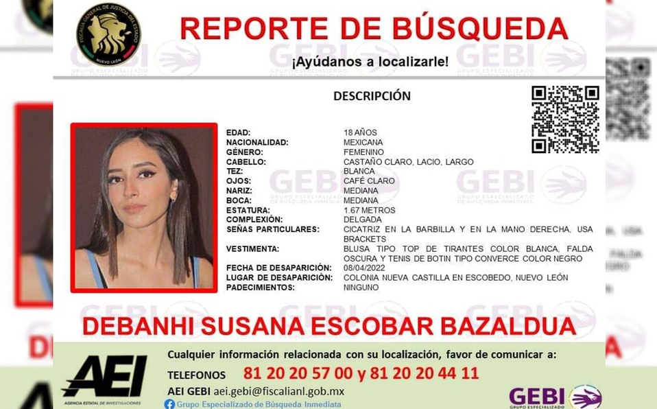 Milenio's tweet image. Piden ayuda para encontrar a Debanhi, otra joven de 18 años desaparecida en Nuevo León

mile.io/3vbNBOh