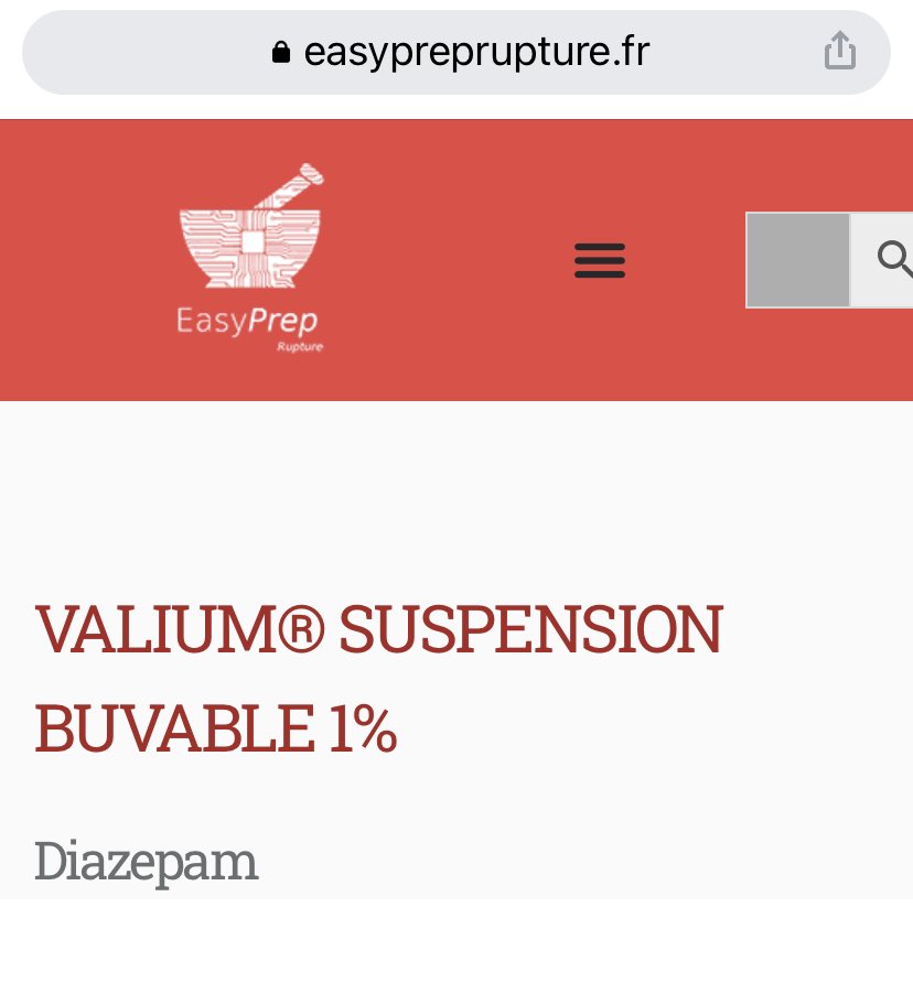 [Valium susp buvable à 1%  10mg/ml : Rupture d’approvisionnement]. La disponibilité des MPUP permet la réalisation de la préparation magistrale, une alternative à proposer aux prescripteurs lnkd.in/g5RQD75d #preparationmagistrale #Sn2p #pharmacien #medicamentsurmesure