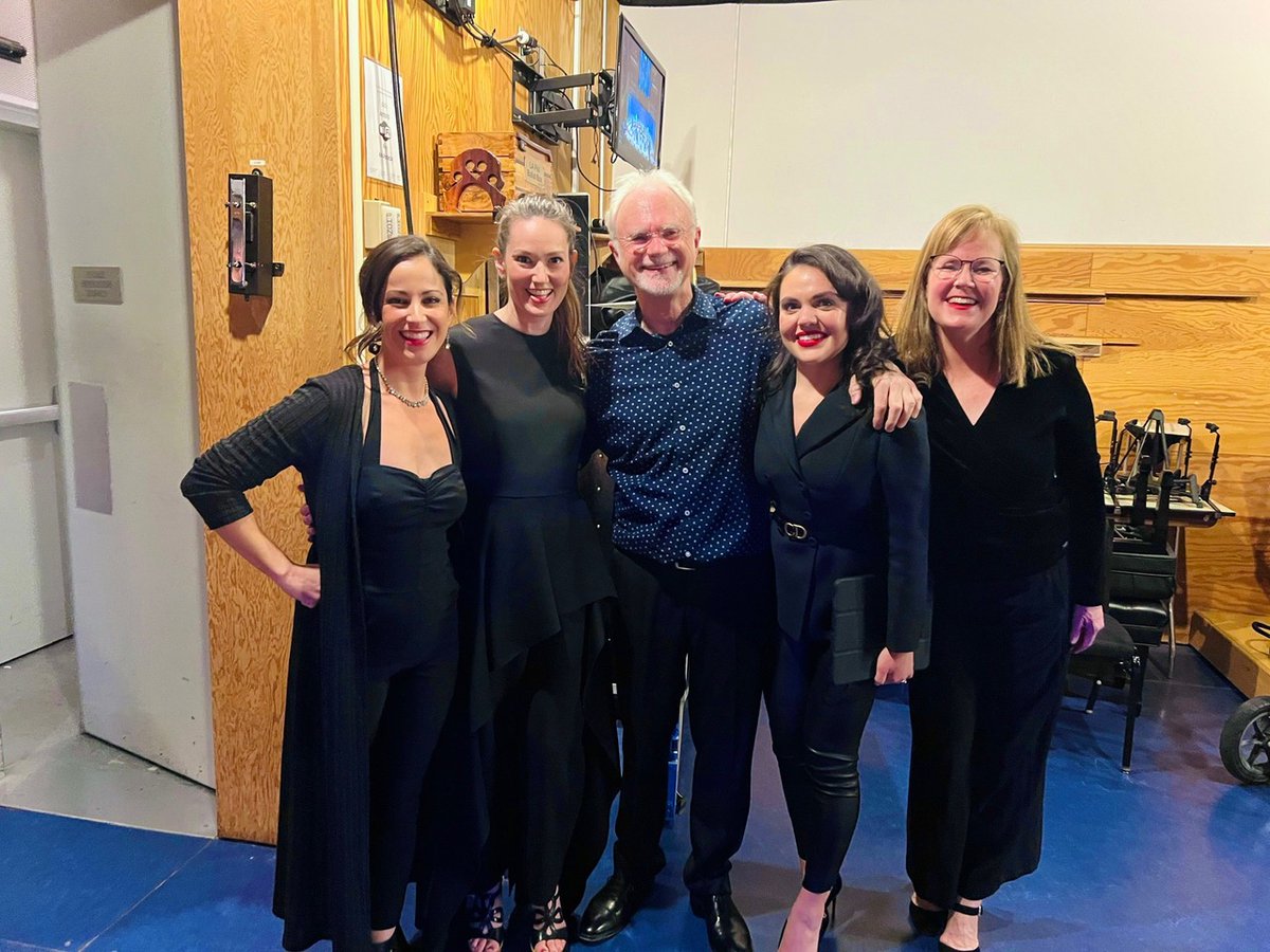 HellTweet's tweet photo. A exhilarated &amp; exhausted @HellTweet backstage @ Disney Hall with our 4 Homeric Sirens who sailed thru one of the most treacherous vocal ensemble pieces of all time, Louis Andriessen's "De Staat" with @LAPhil And they sang it all in Greek...no, seriously, they did! https://t.co/wXdrsOWoEd