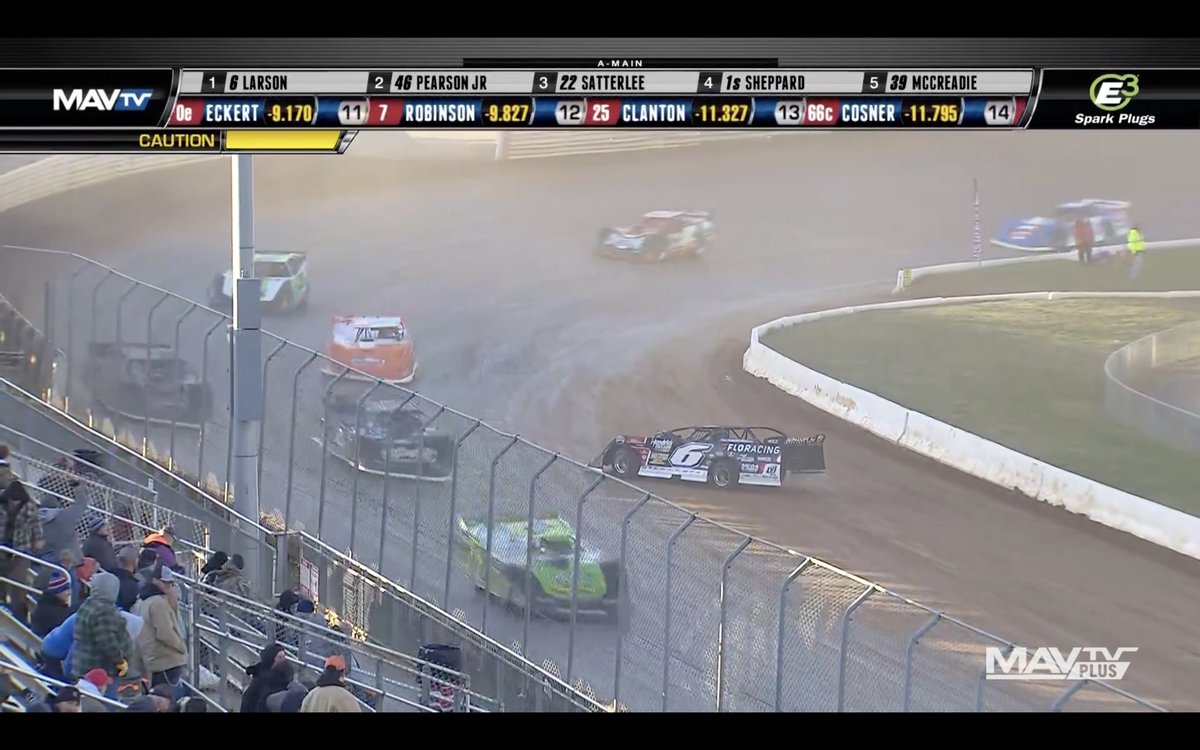 RACER_Network's tweet photo. AROUND HE GOES! WOWWWW @KyleLarsonRacin spins from the lead #MAVTVPlus @PortRoyalSpdway https://t.co/Nd93dhr0sB