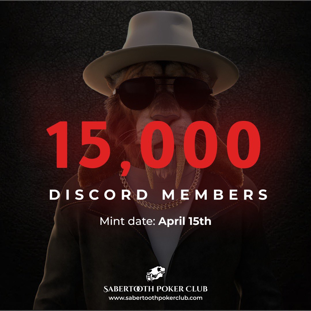 SPC is building the only metaverse focused exclusively on P2E POKER!! NFT holders will earn $SPC tokens by playing poker &amp; PASSIVE INCOME by renting their NFTs to other players without NFTs!

Join our Discord (link in bio) to mint Sabertooth NFTs on April 15th!

#NFT #PlayToEarn