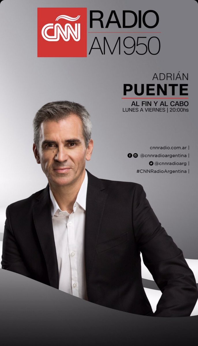 puenteadrian's tweet photo. Este lunes, nueva programación en @cnnradioarg y aquí vamos!! 

@CNN @CNNArgentina 
#CNNRadioArgentina #CNN #cnnargentina #alfinyalcabo #am950 https://t.co/nJXWnEk2hq