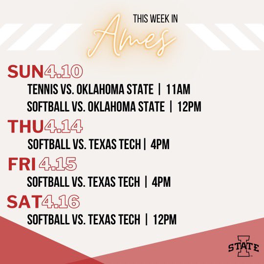 This Week In Ames will be full of <a href="/CycloneSB/">Iowa State Softball</a>