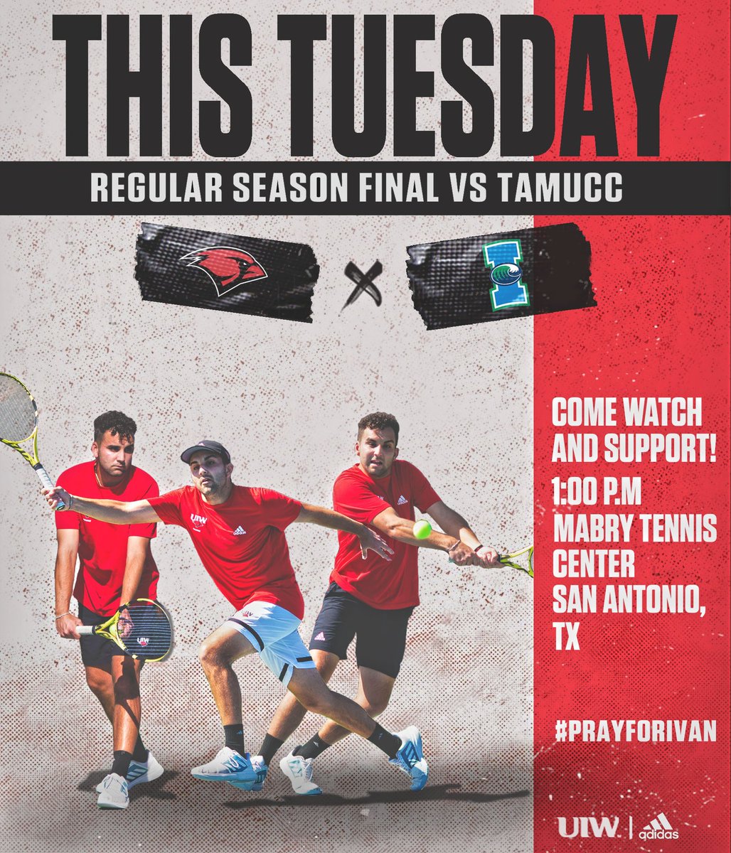 UIWMensTennis's tweet photo. 🚨 Conference Title Home Match 🚨
Come and support the Cardinals in their last @SouthlandSports battle for the regular season title vs TAMUCC
The team is united and focused on giving everything they have to get the title and play for their teammate Ivan
#TheWord #PrayForIvan https://t.co/uaw4zdSFrb