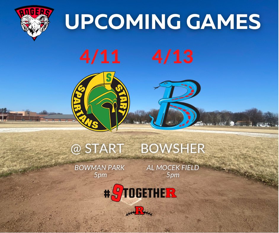 RogersRamsBSB's tweet photo. Come enjoy your Rams this week on the diamond! #LeaguePlay #9together #GoRed https://t.co/zeXIYLq4e4