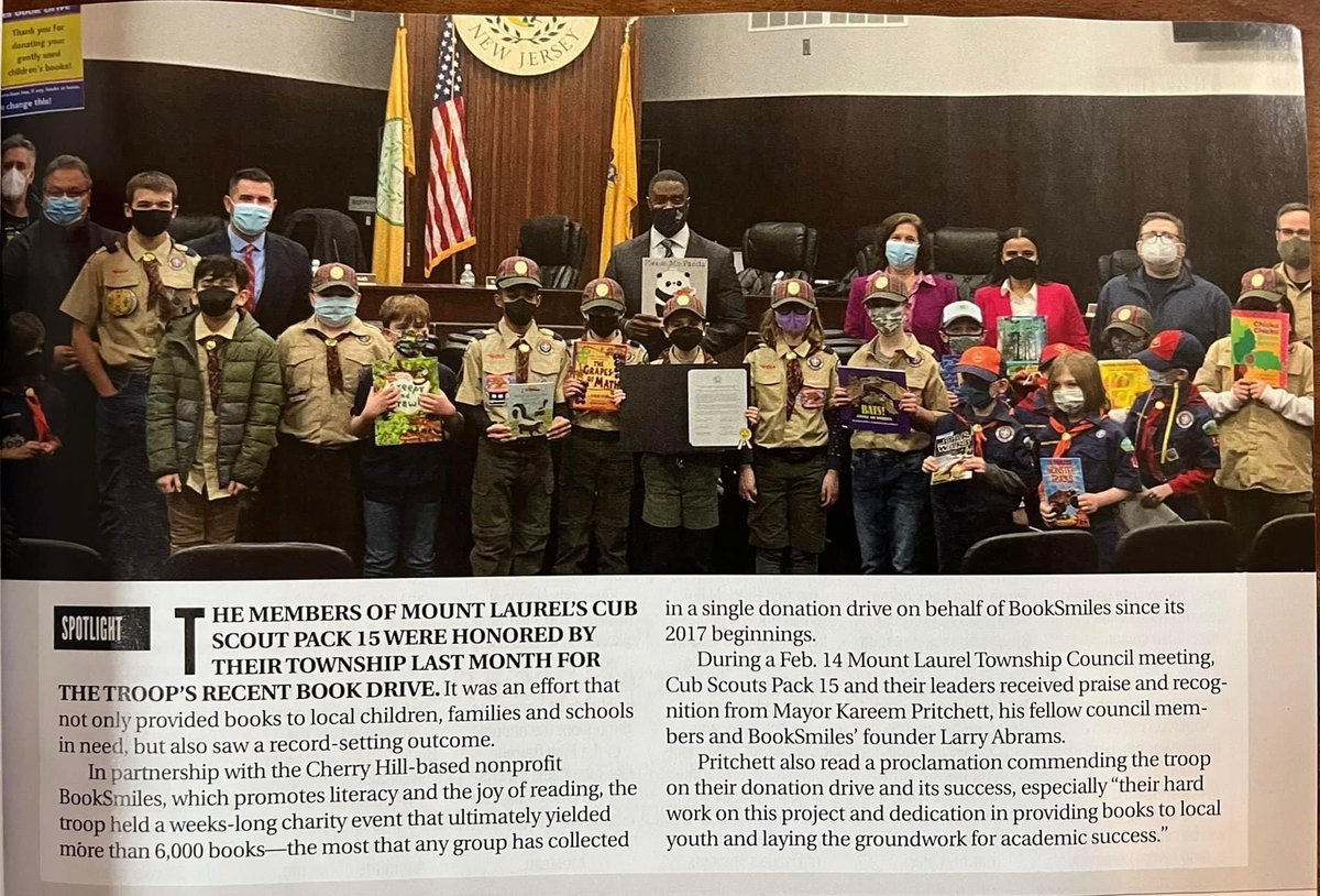 RinathKirshner's tweet photo. Thank you @SouthJerseyMag for recognizing the hard work and efforts of MTL Cub Scout Pack 15 in collecting over 6,000 books in a single donation drive for BookSmiles!

Garden State Council, BSA
Boy Scouts of America

#cubscouts #scouts #ascoutishelpful @FortLeeFoodie https://t.co/II0T9xaKVm