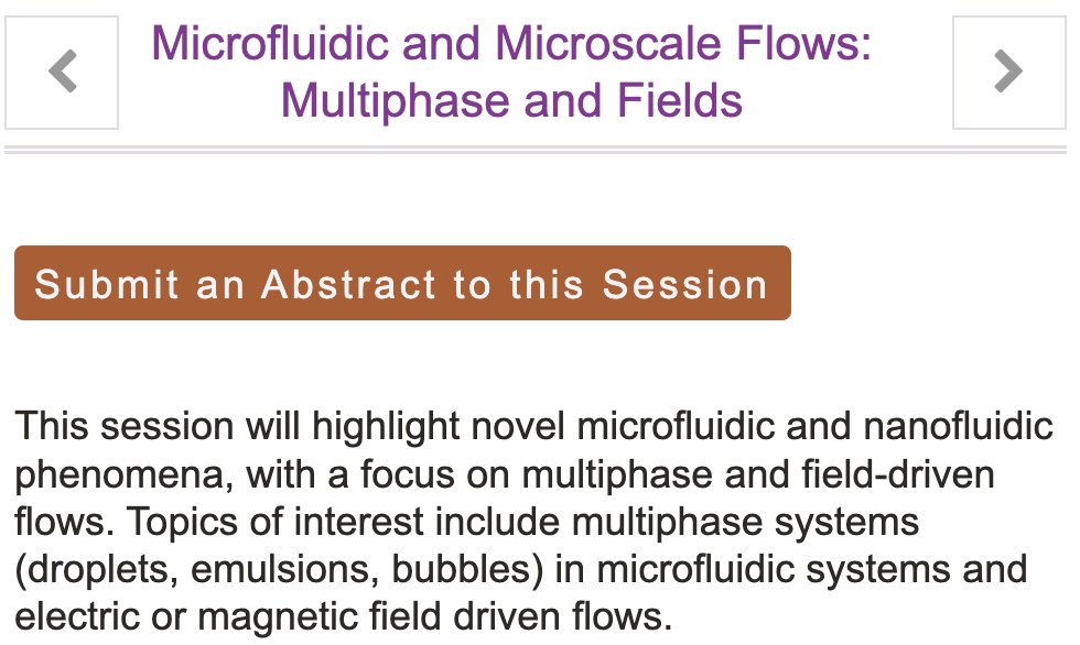 ankurg90's tweet photo. Please RT. @ChEnected abstracts are due tomorrow April-11. Please consider submitting to the session - Microfluidic and Microscale Flows: Multiphase and Fields. Please also checkout other sessions in Engineering Science and Fundamentals program. https://t.co/HEcY2HhDHT