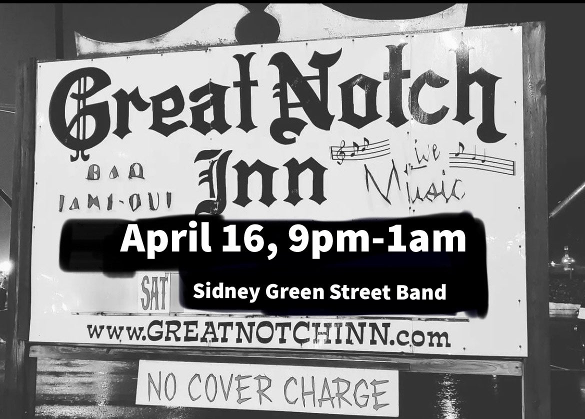 This Saturday Night at The Great Notch Inn Little Falls, NJ #SidneyGreenStreetBand #Saturday #weekend #nj #njmusic #njmusicscene #bar #band #livemusic #guitar #bass #drums #supportlocalmusic @PaulAndrewPage