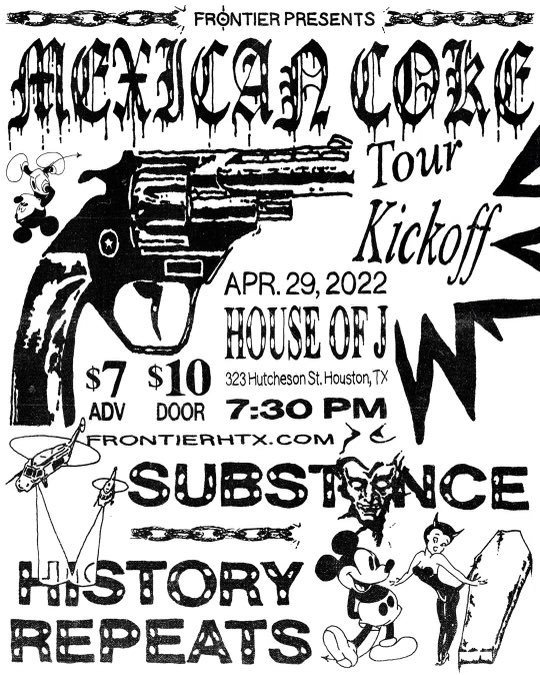 713joshua_'s tweet image. House show announcement
 Real grimey shit

Mexican Coke’s tejas run pre_party⛽️🔥
4/29/2022
Advanced tix go live tomorrow 
FrontierHTX.com