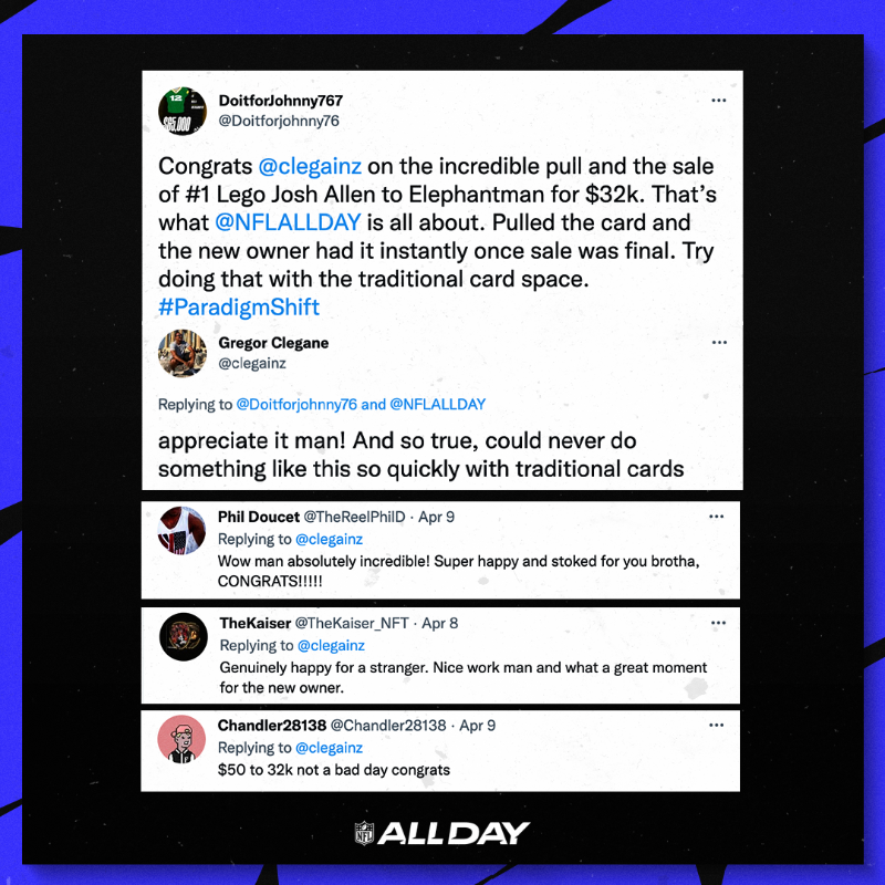 NFLALLDAY's tweet photo. From an amazing pull...

To an amazing sale. In just hours.

The story that had the #NFLALLDAY community buzzing this weekend 🔥