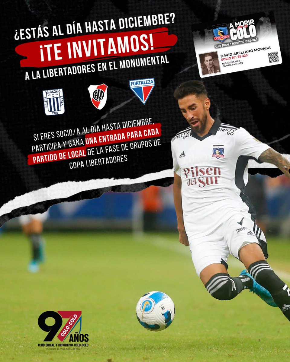 CSDColoColo's tweet photo. ⭐𝐀𝐋𝐄𝐑𝐓𝐀 𝐃𝐄 𝐌𝐄𝐆𝐀 𝐂𝐎𝐍𝐂𝐔𝐑𝐒𝐎 ⭐

Gana uno de los 30 packs de 3 entradas, una para cada partido de la fase de grupos de #CopaLibertadores 

Para ganar debes: 
✅ Estar día hasta 𝗱𝗶𝗰𝗶𝗲𝗺𝗯𝗿𝗲 
✅ Darle RT a esta publicación 
✅ Comentar por qué te las mereces https://t.co/0LKmNK8ofa