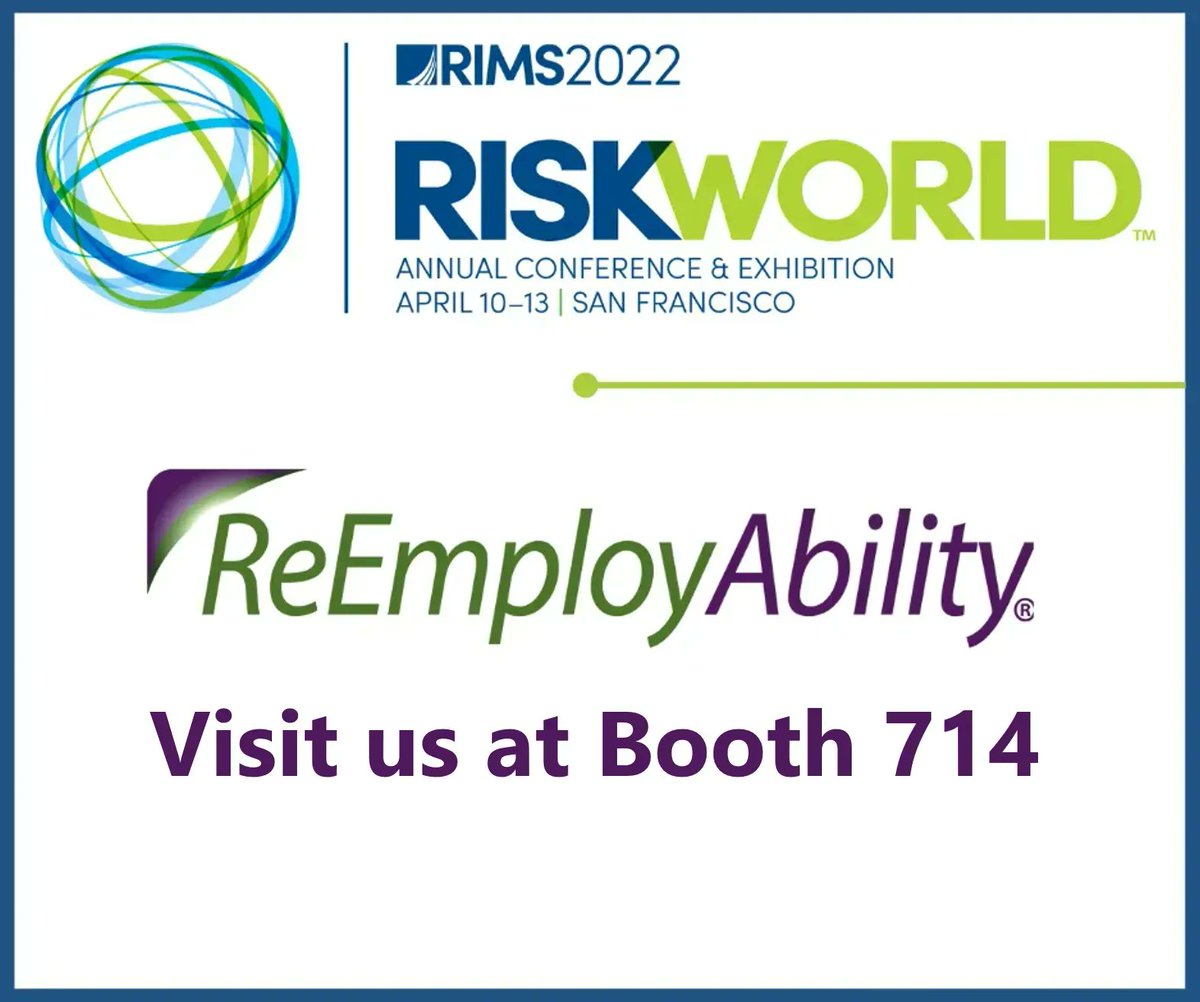 reemployability's tweet photo. We're here in San Francisco and ready for a great event! Our team can not wait to see everyone at the RIMS 2022 #RISKWORLD Conference & Exhibition. https://t.co/fnPAvqxCrd